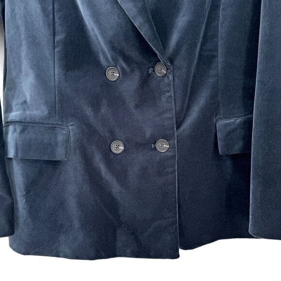 THOUGHT Rare Blue Velvet Double Breasted Blazer Jacket Size 14 US 18 UK 46 EUR - Picture 3 of 9